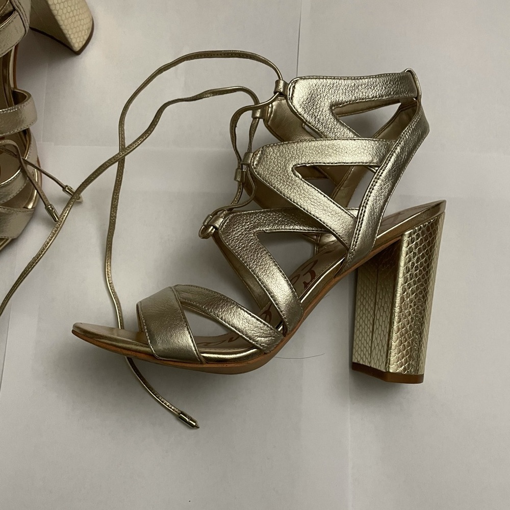 Sam edelman light golden heel with tied straps
